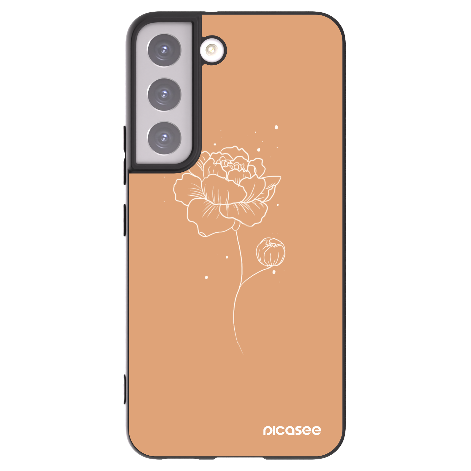 Picasee husă neagră din silicon pentru Samsung Galaxy S22 5G - Peonies