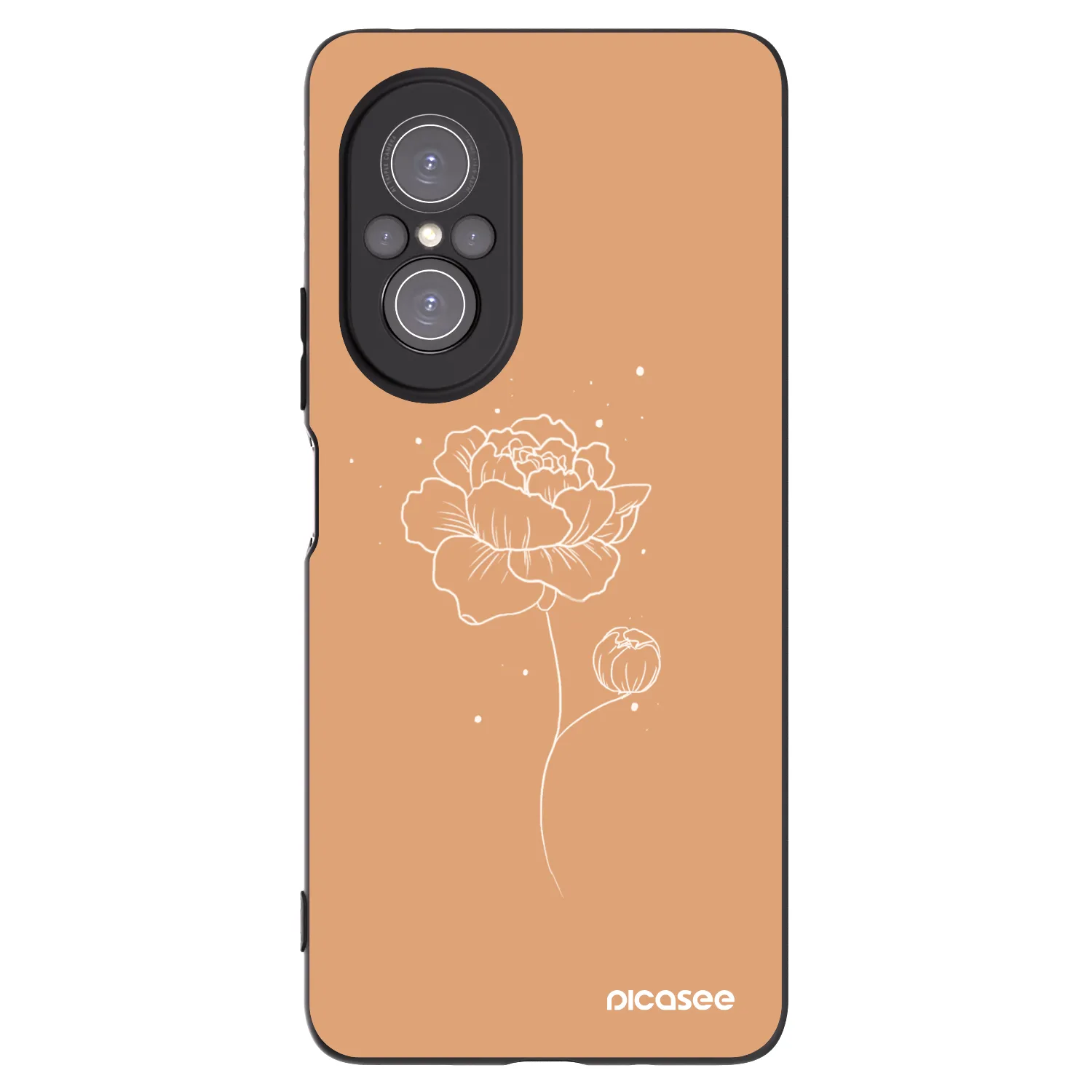Picasee husă neagră din silicon pentru Huawei Nova 9 SE - Peonies