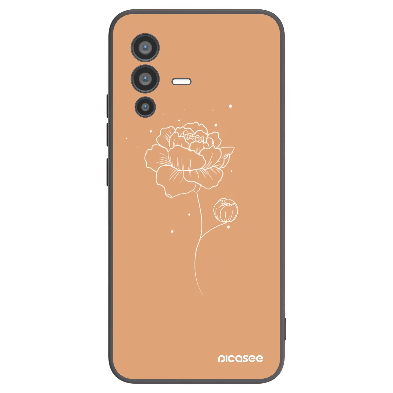 Picasee husă neagră din silicon pentru Vivo V23 5G - Peonies