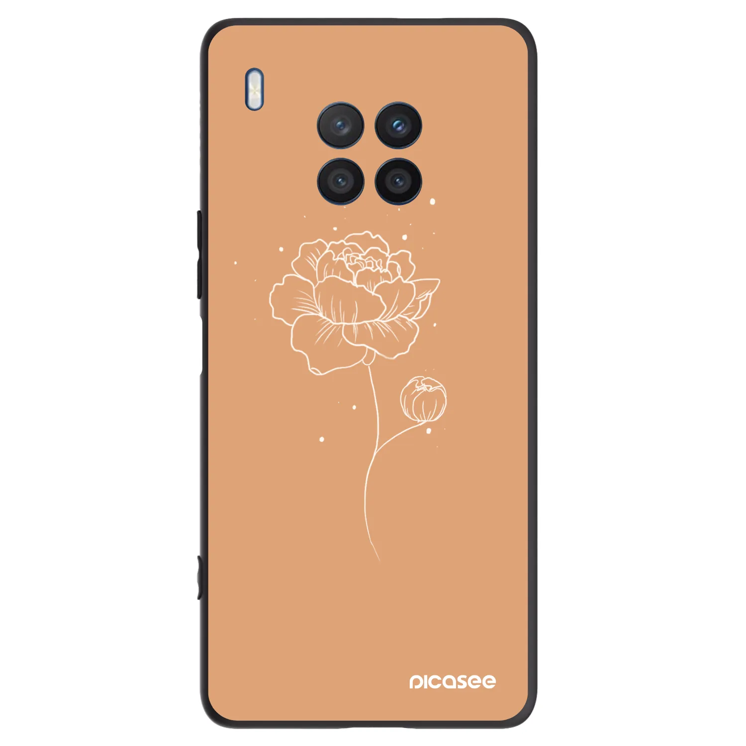 Picasee husă neagră din silicon pentru Honor 50 Lite - Peonies