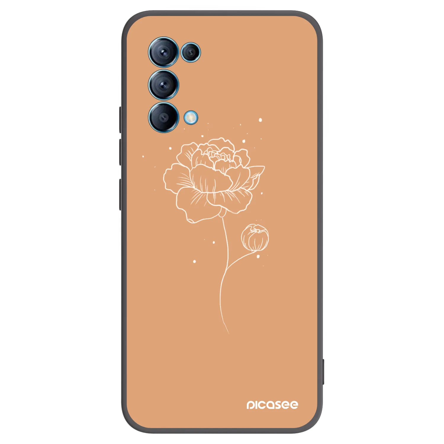 Picasee husă neagră din silicon pentru OPPO Reno 5 5G - Peonies