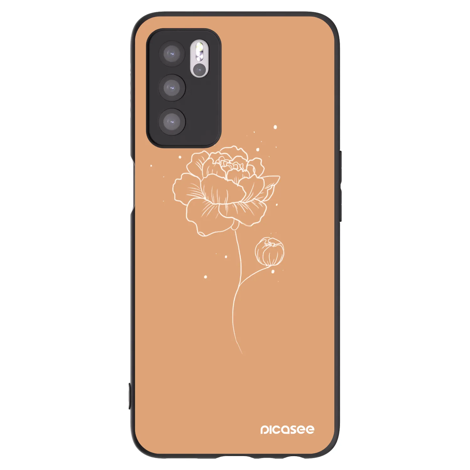 Picasee husă neagră din silicon pentru OPPO A16 - Peonies