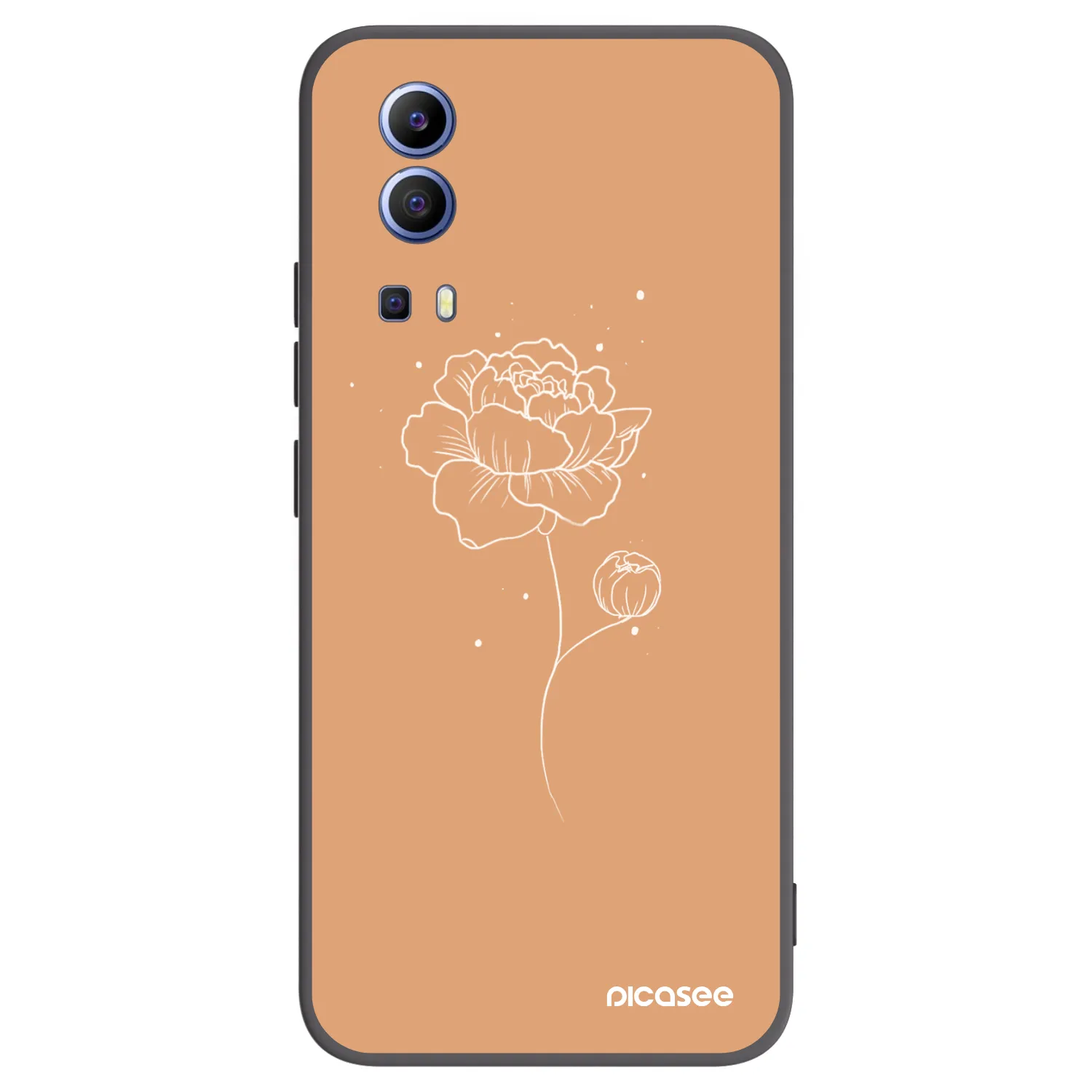 Picasee husă neagră din silicon pentru Vivo Y52 5G - Peonies