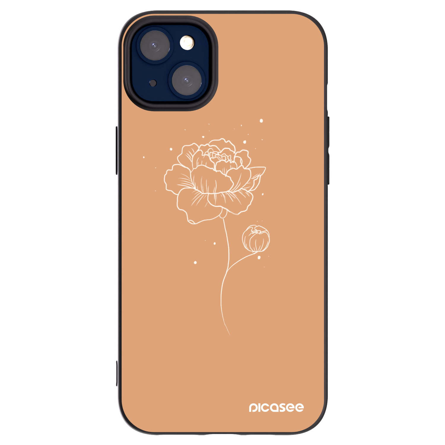 Picasee husă neagră din silicon pentru Apple iPhone 14 Plus - Peonies