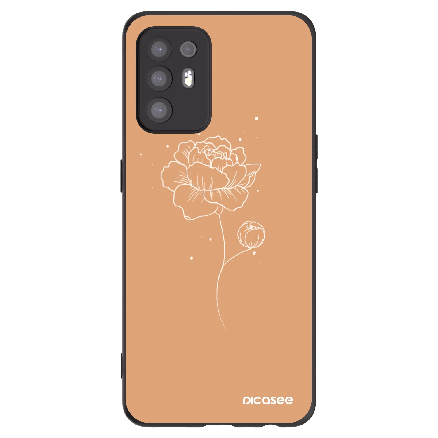 Picasee husă neagră din silicon pentru OPPO A94 5G - Peonies