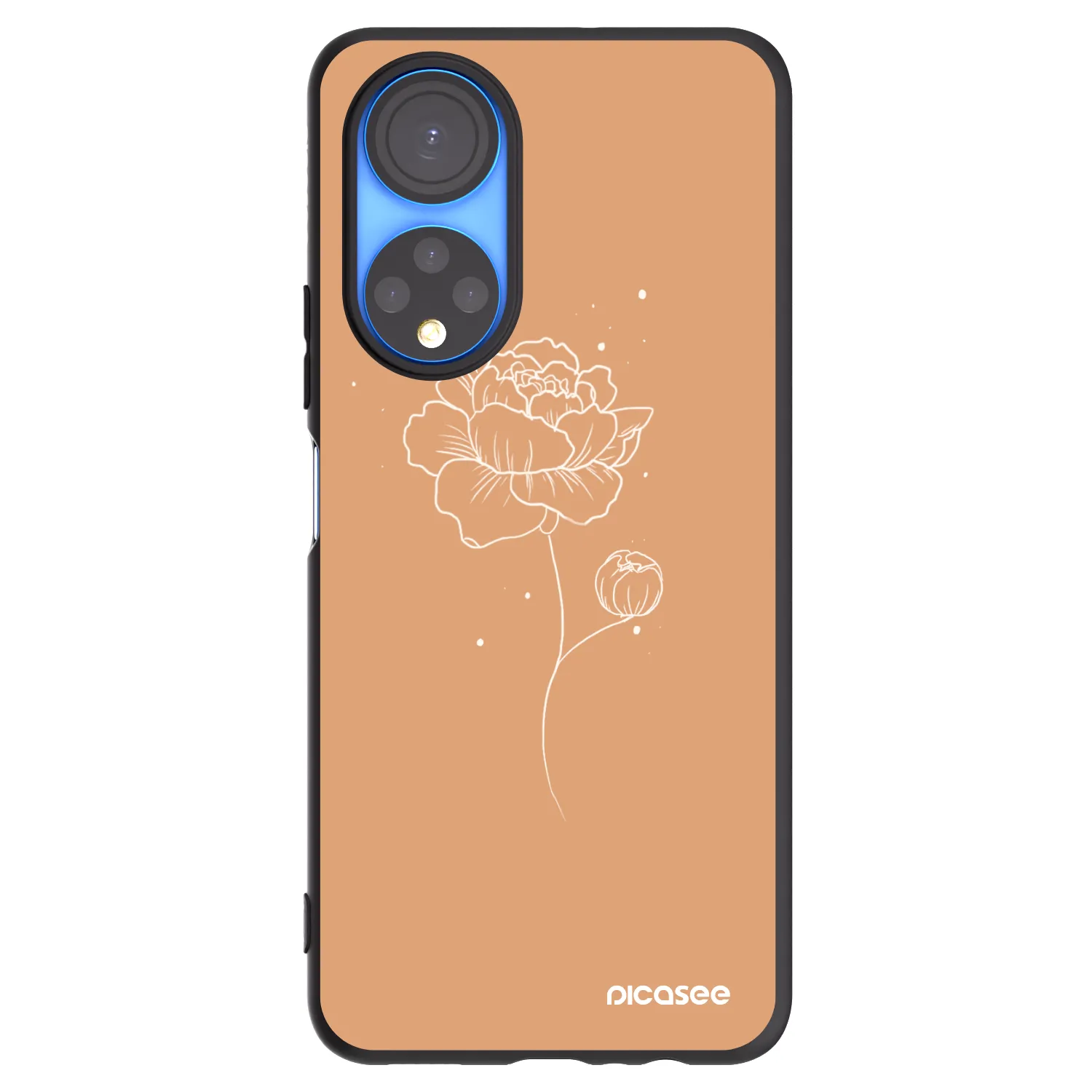 Picasee husă neagră din silicon pentru Honor X7 - Peonies
