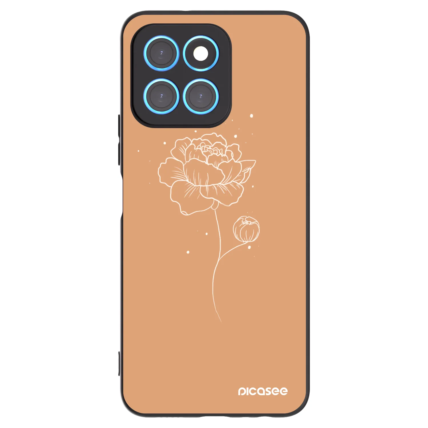 Picasee husă neagră din silicon pentru Honor X8 5G - Peonies