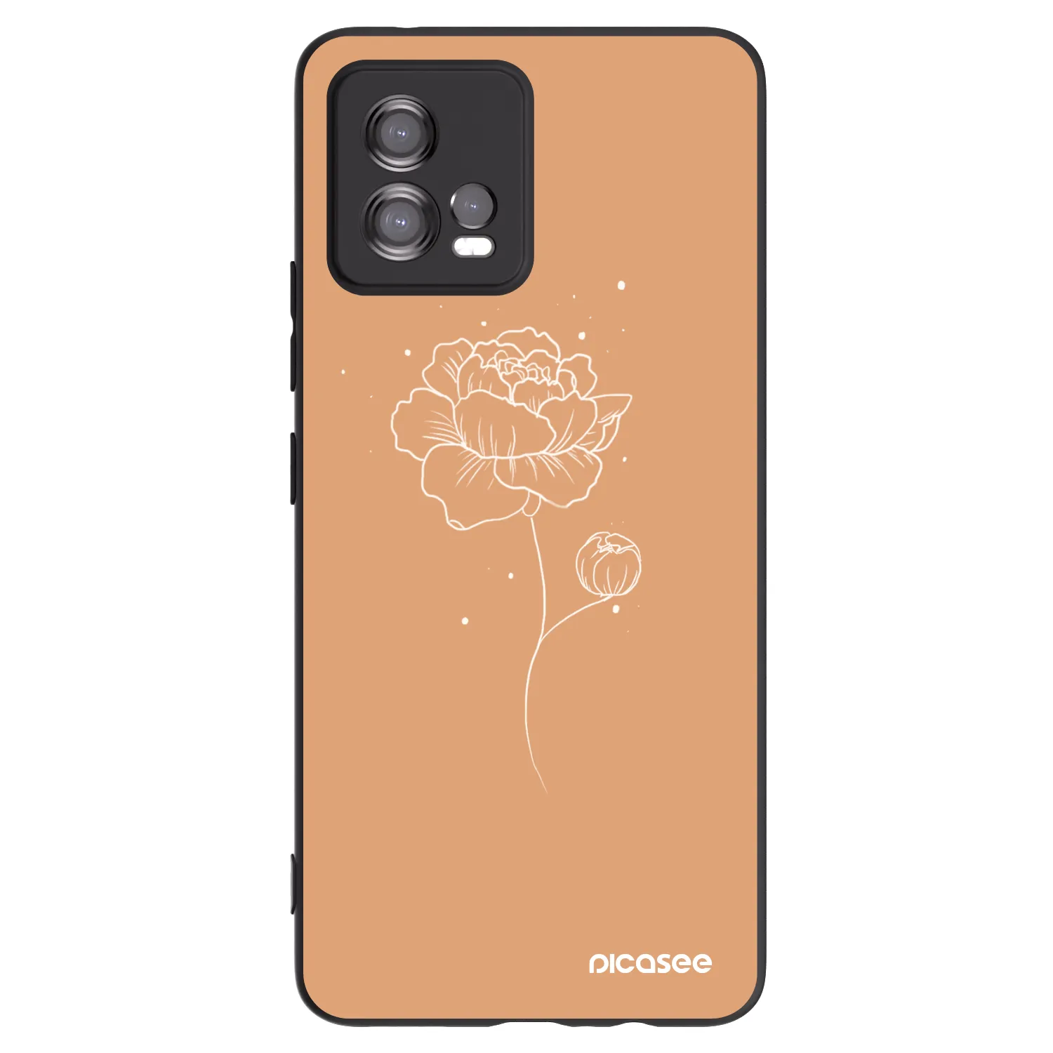 Picasee husă neagră din silicon pentru Motorola Moto G72 - Peonies