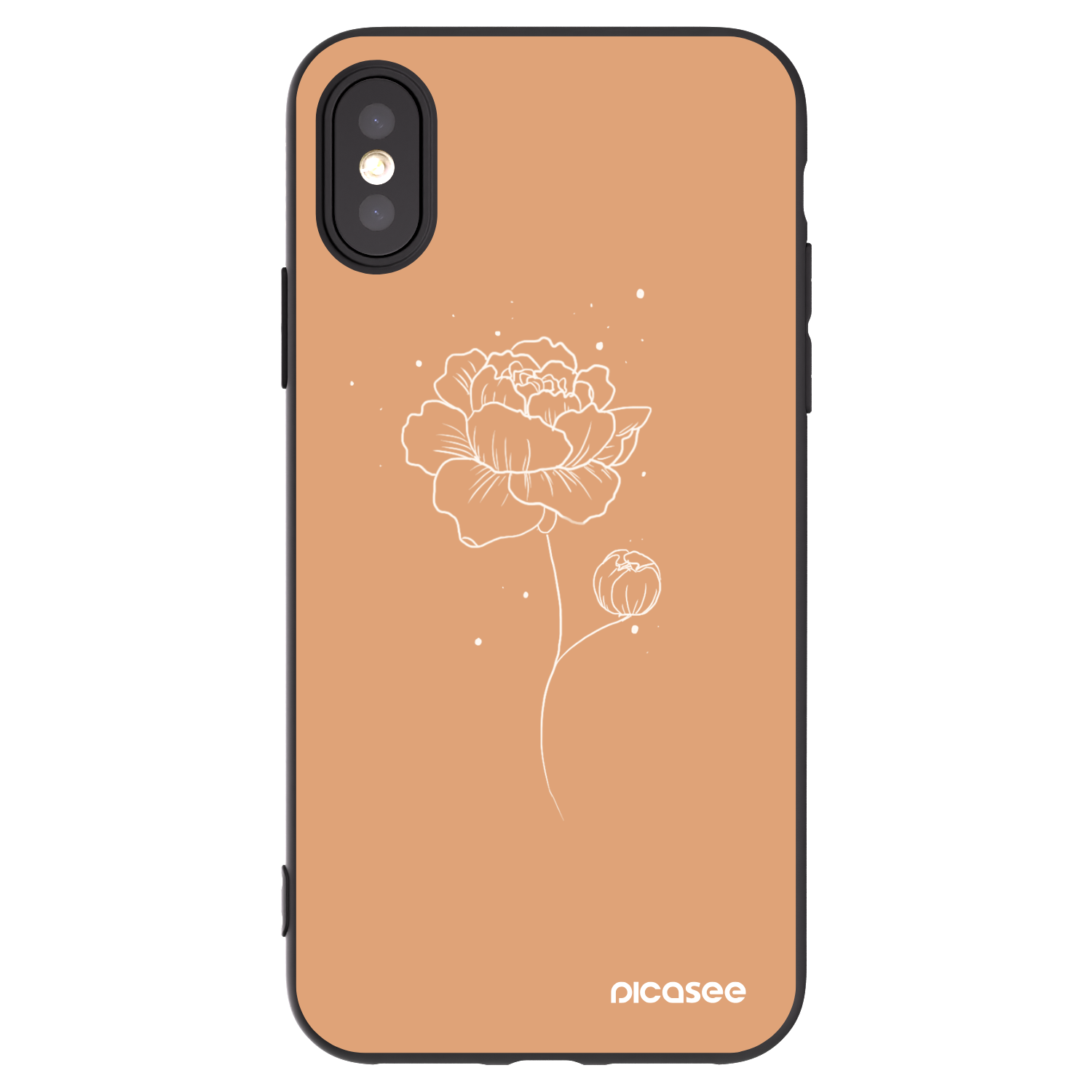 Picasee husă neagră din silicon pentru Apple iPhone X/XS - Peonies