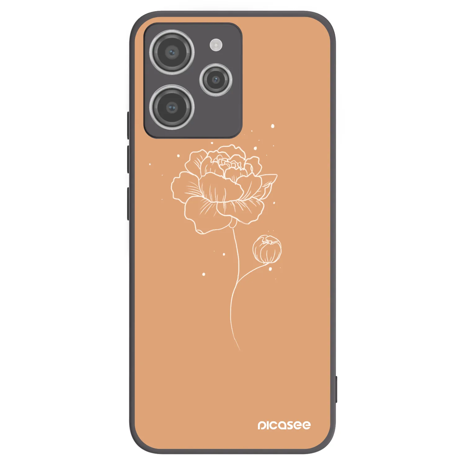 Picasee husă neagră din silicon pentru Xiaomi Redmi 12 4G - Peonies