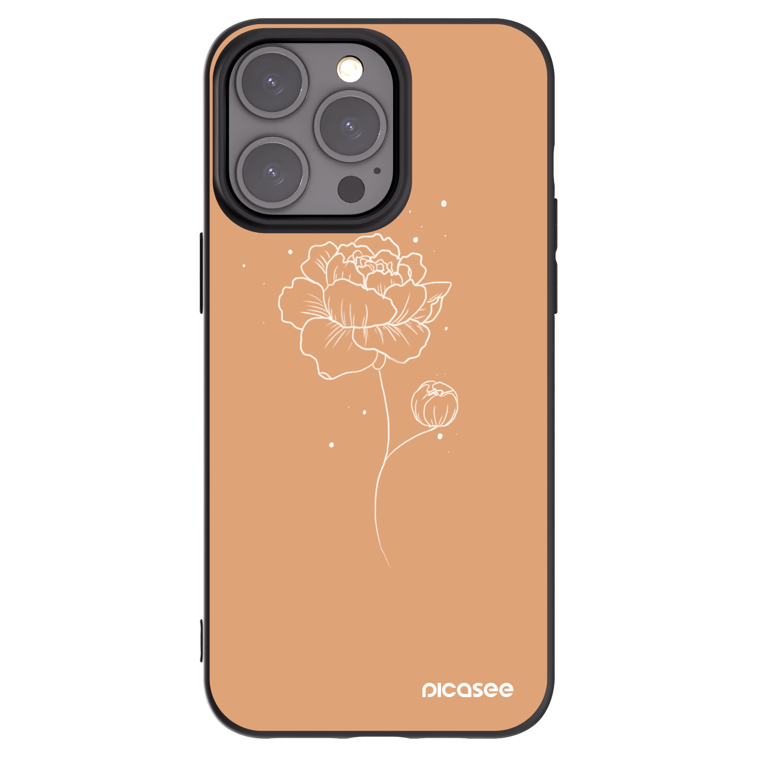 Picasee husă neagră din silicon pentru Apple iPhone 15 Pro Max - Peonies