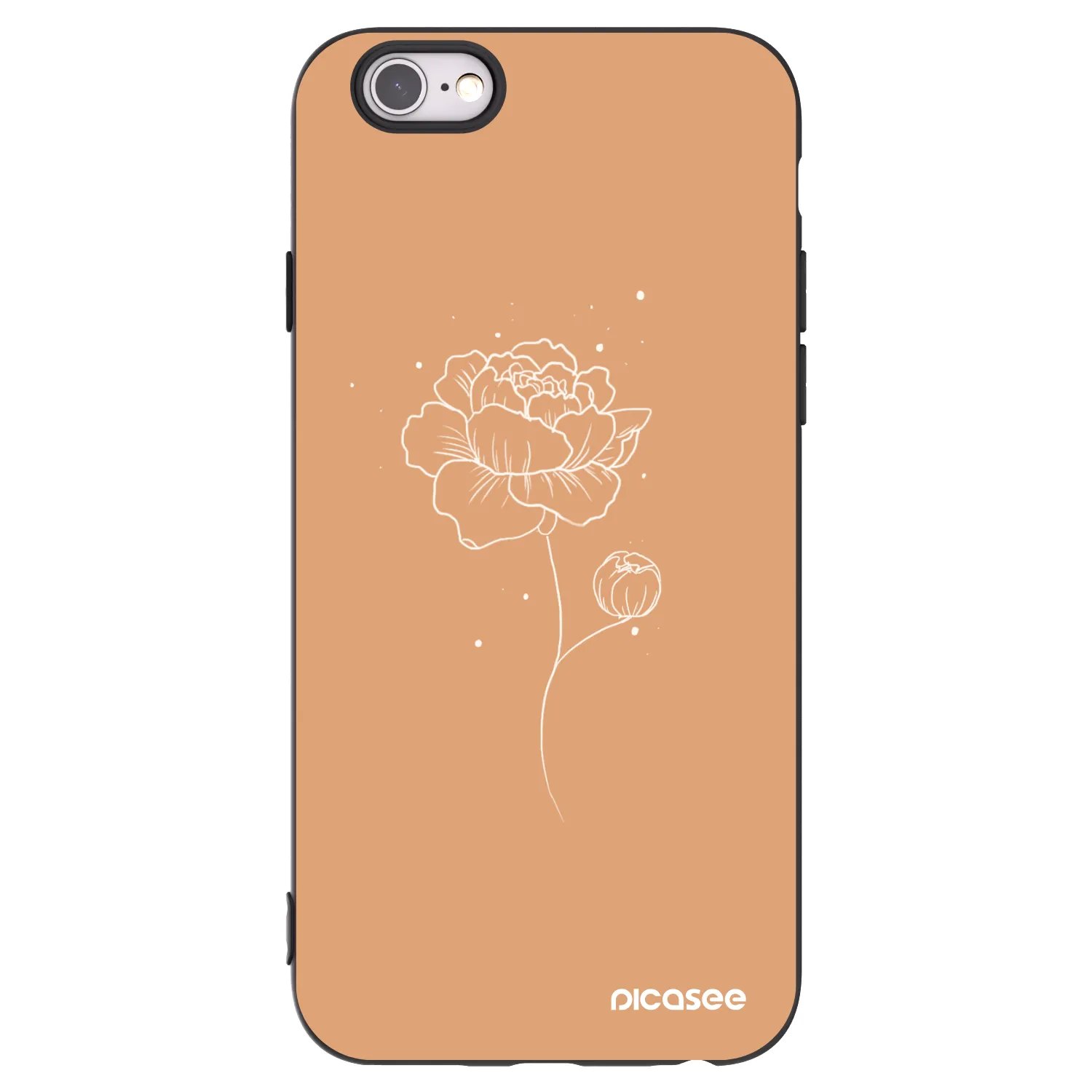 Picasee husă neagră din silicon pentru Apple iPhone 6/6S - Peonies