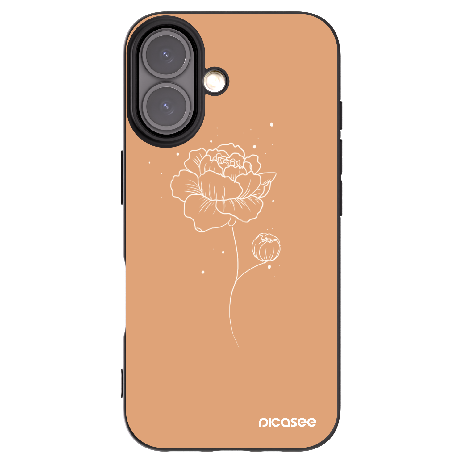 Picasee husă neagră din silicon pentru Apple iPhone 16 - Peonies