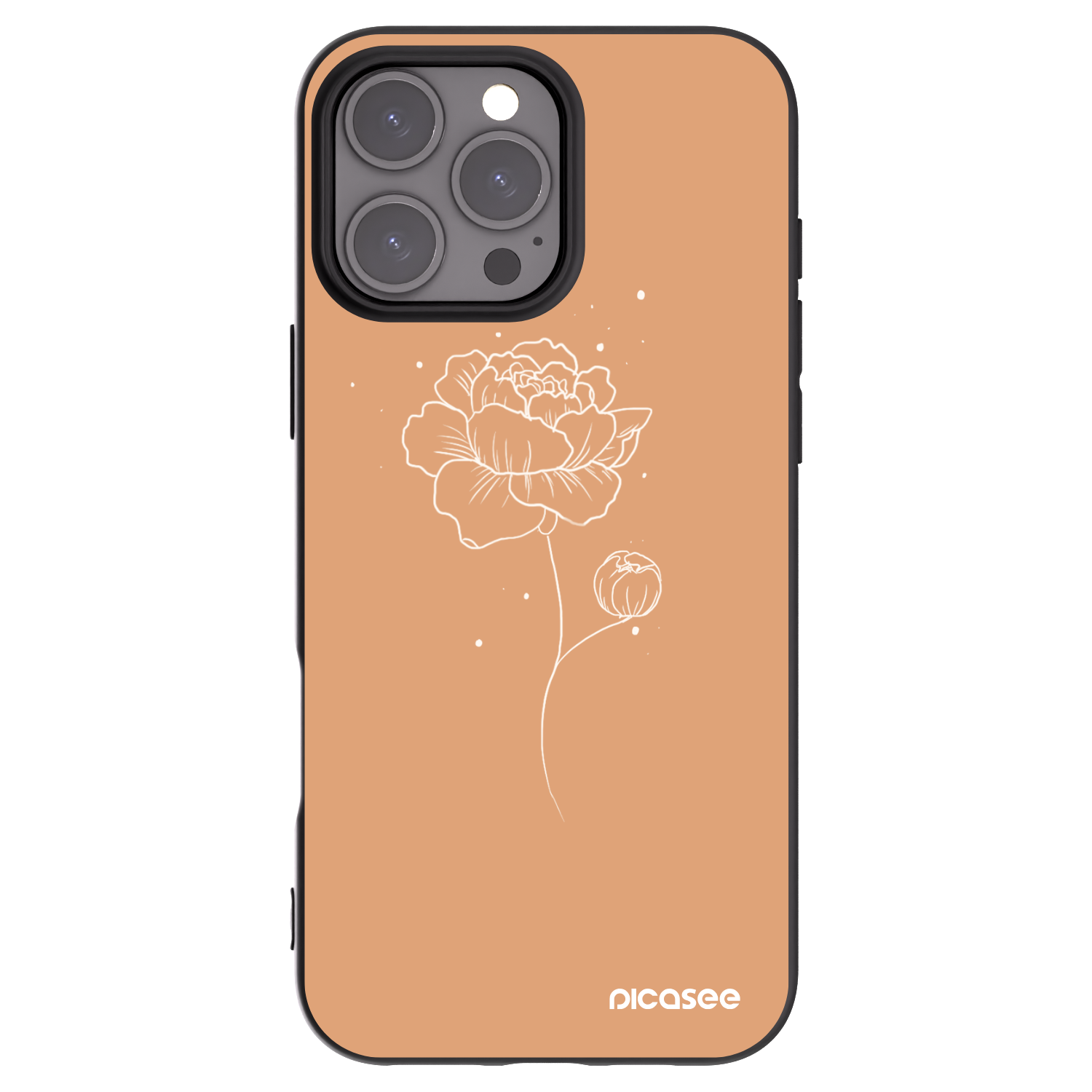 Picasee husă neagră din silicon pentru Apple iPhone 16 Pro Max - Peonies