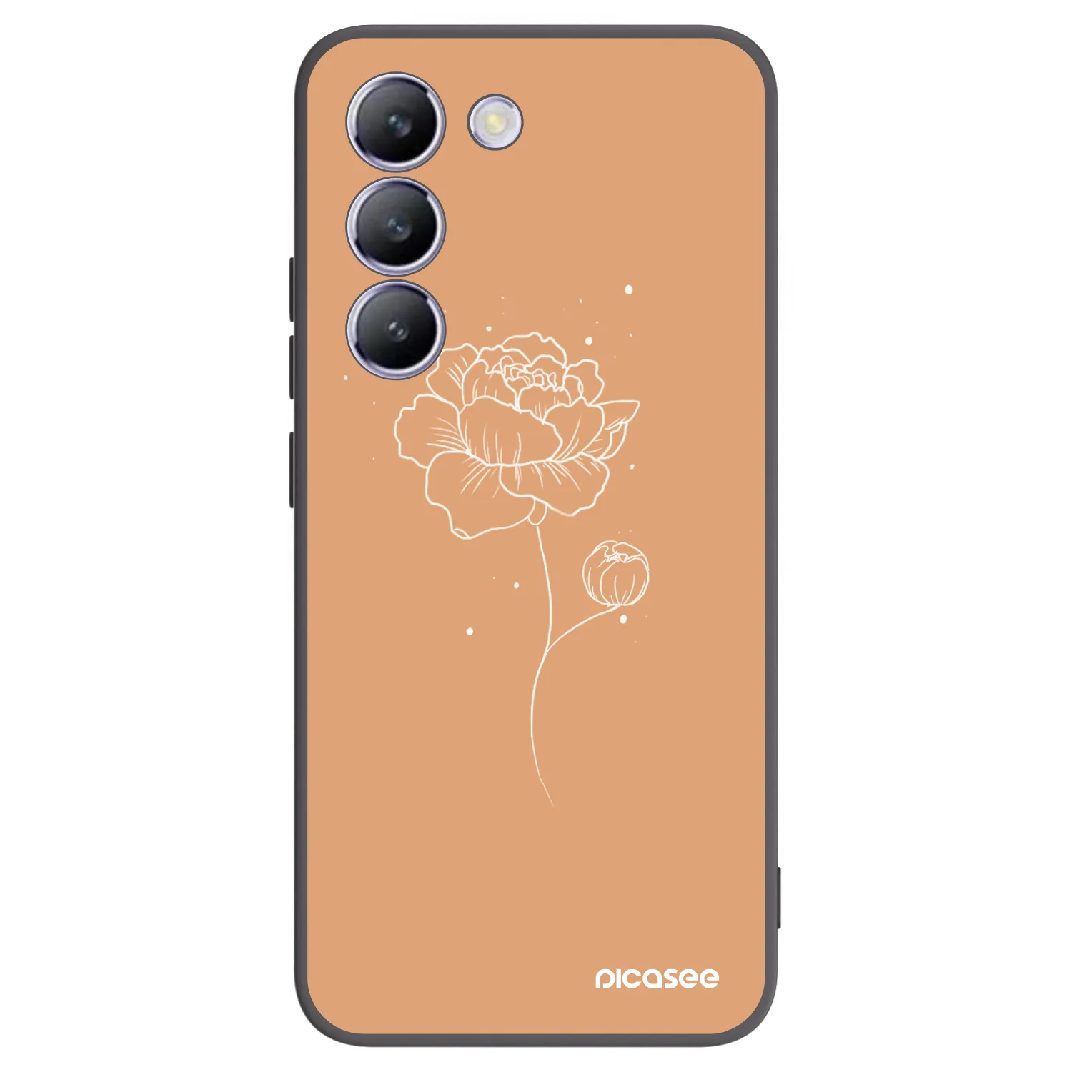 Picasee husă neagră din silicon pentru Vivo V40 SE 5G - Peonies
