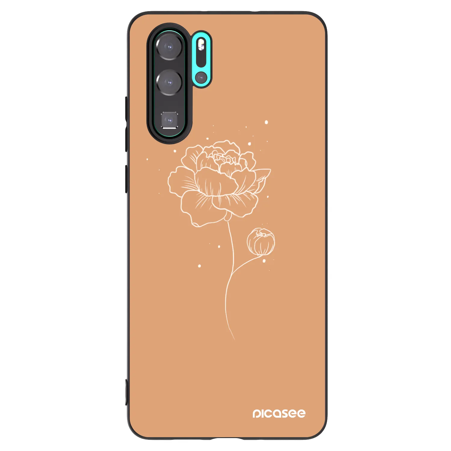 Picasee husă neagră din silicon pentru Huawei P30 Pro - Peonies