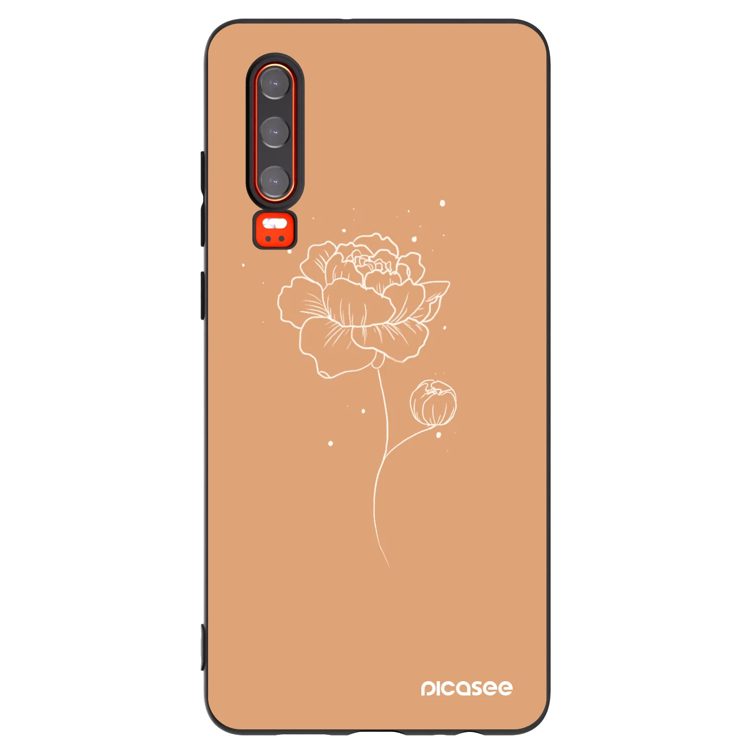 Picasee husă neagră din silicon pentru Huawei P30 - Peonies