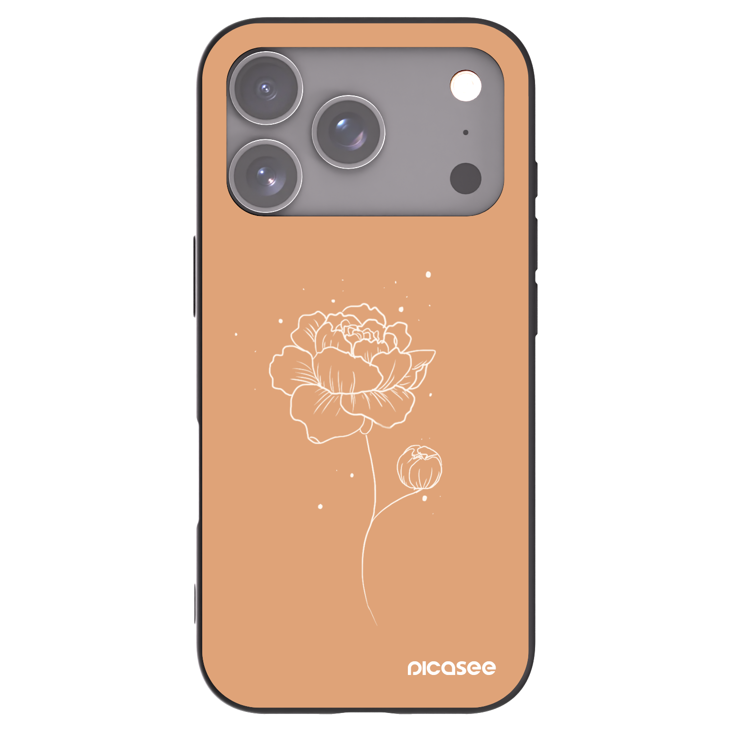 Picasee husă neagră din silicon pentru Apple iPhone 17 Pro - Peonies