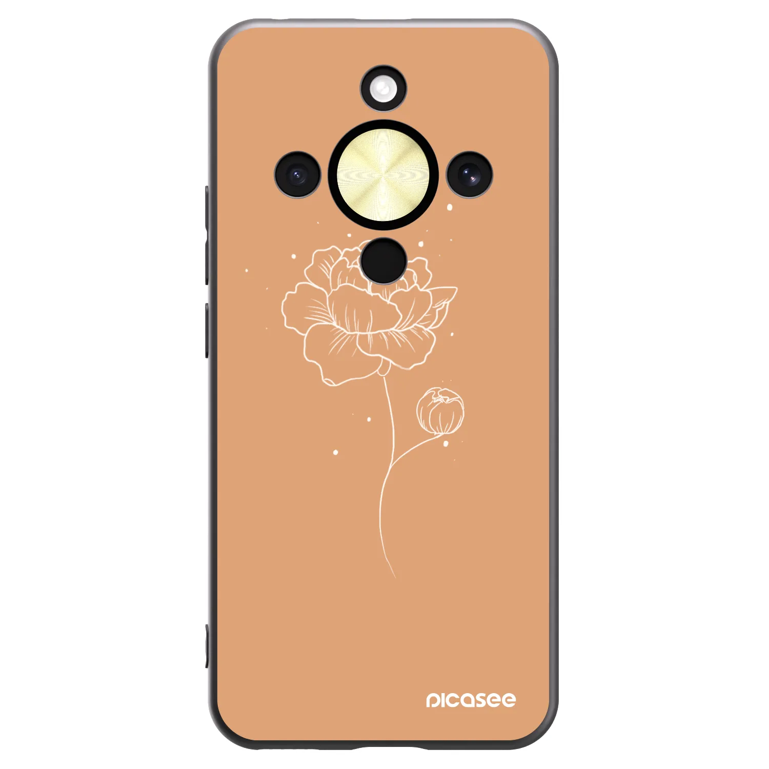 Picasee husă neagră din silicon pentru Honor Magic8 Lite 5G - Peonies