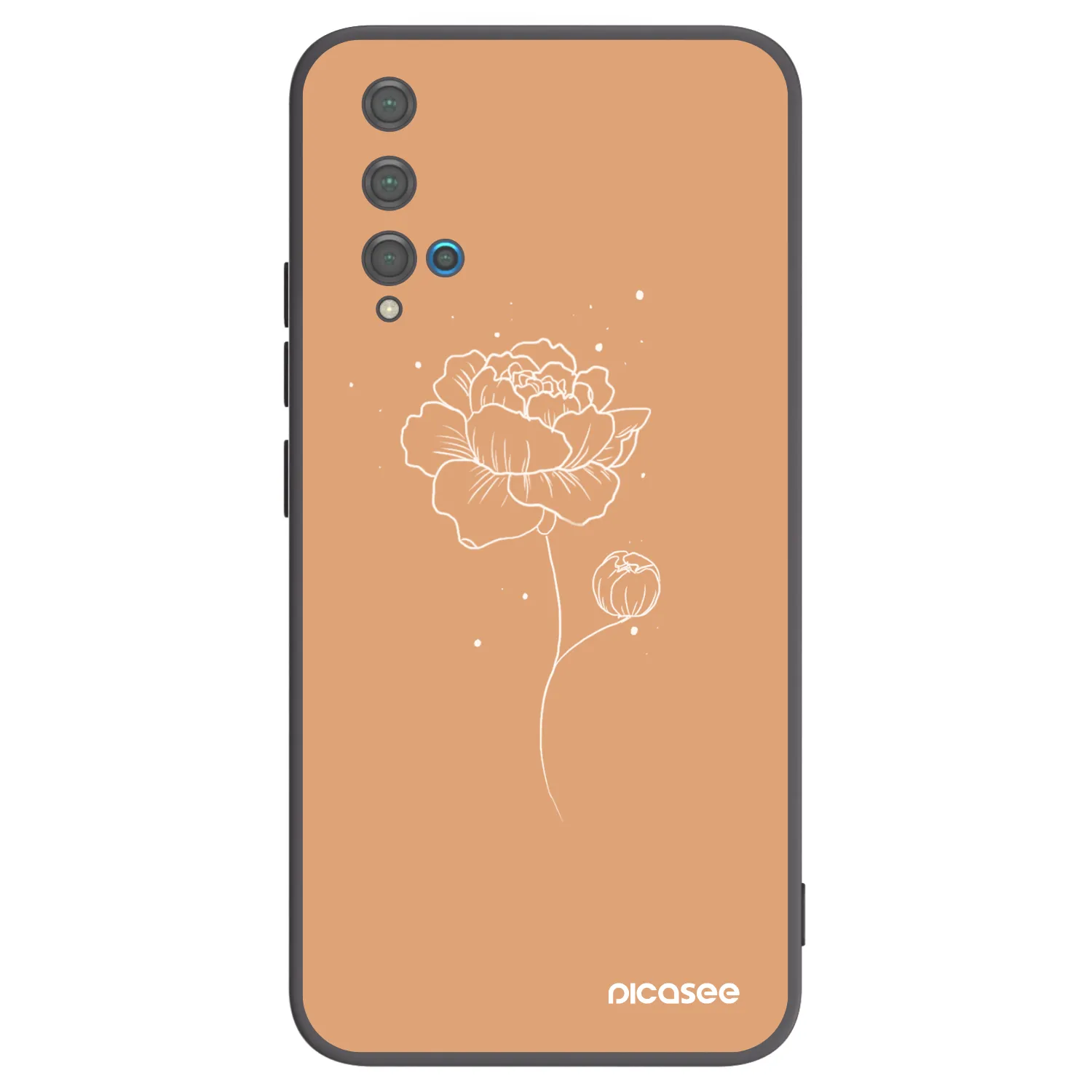 Picasee husă neagră din silicon pentru Huawei Nova 5T - Peonies
