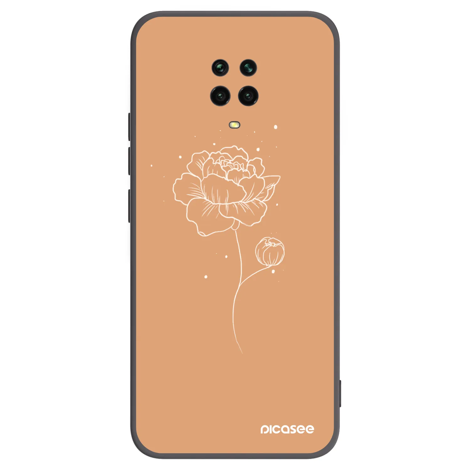 Picasee husă neagră din silicon pentru Xiaomi Redmi Note 9S - Peonies