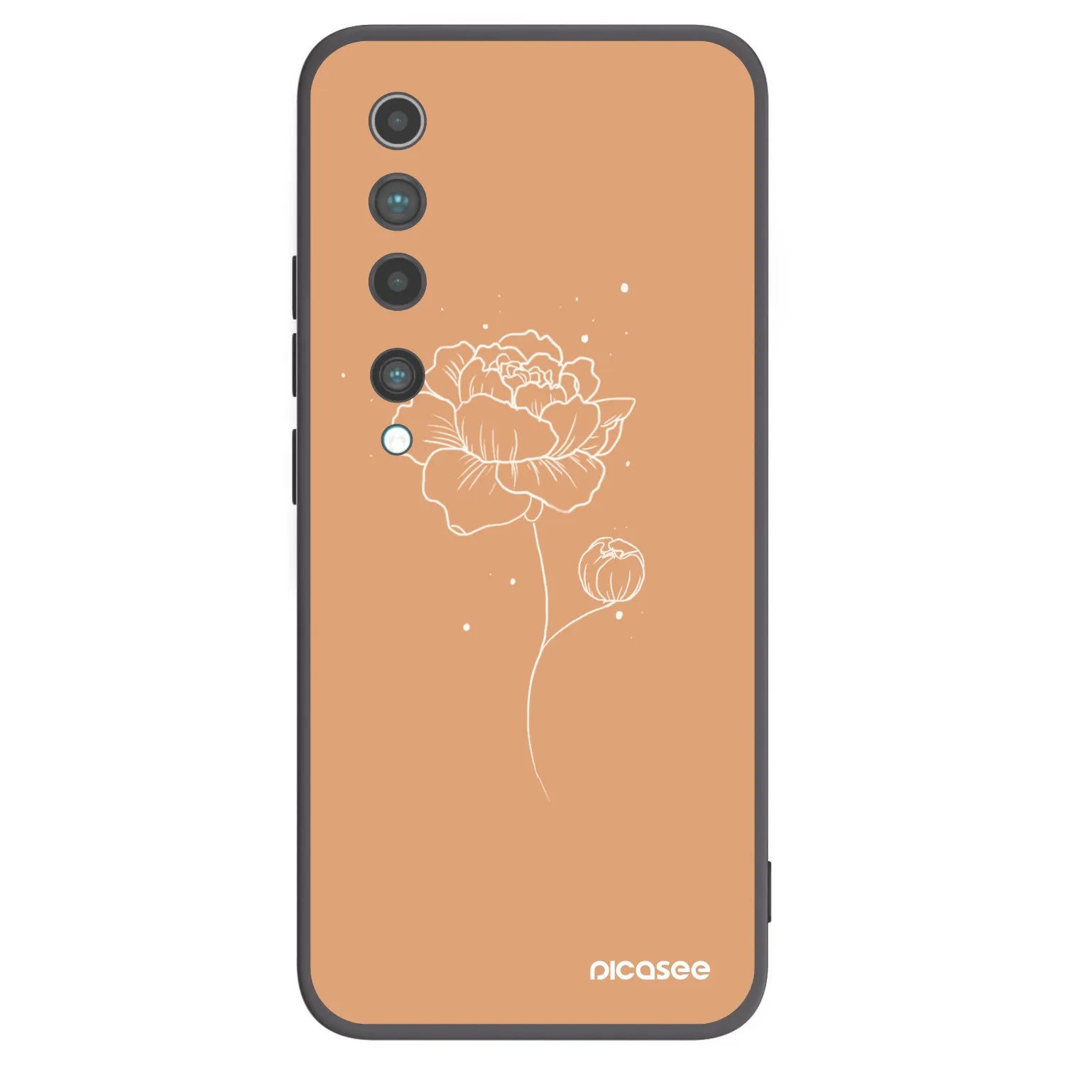 Picasee husă neagră din silicon pentru Xiaomi Mi 10 - Peonies