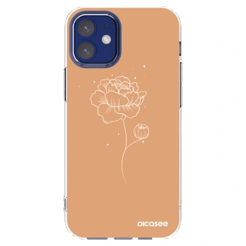 Picasee husă transparentă din silicon pentru Apple iPhone 12 mini - Peonies