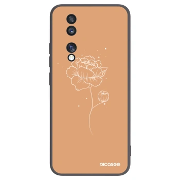 Picasee husă neagră din silicon pentru Honor 70 - Peonies