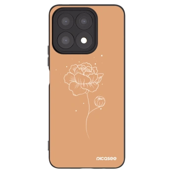Picasee husă neagră din silicon pentru Honor X8a - Peonies