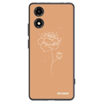 Picasee husă neagră din silicon pentru Motorola Moto E14 - Peonies