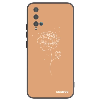 Picasee husă neagră din silicon pentru Huawei Nova 5T - Peonies