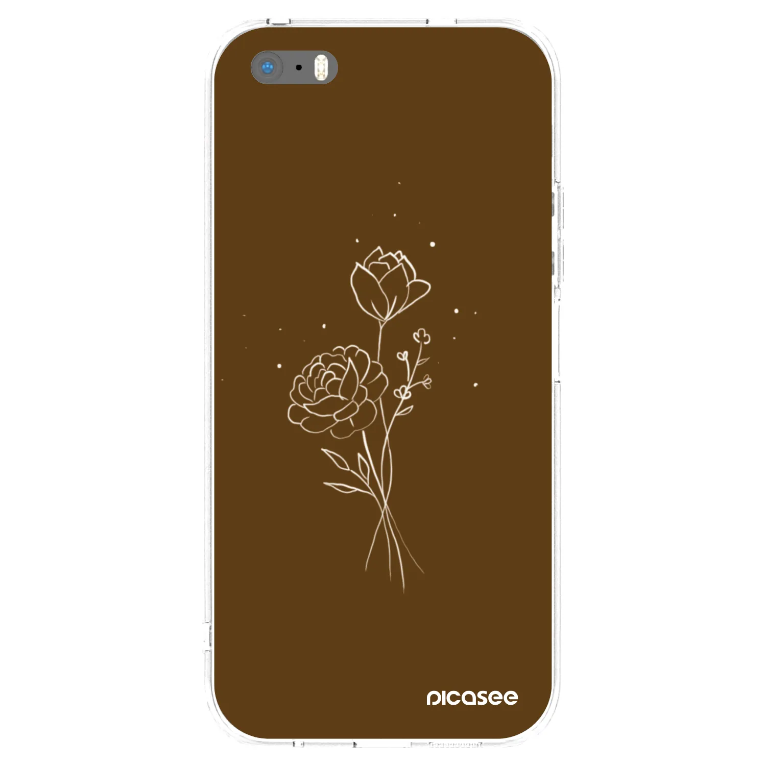 Picasee husă transparentă din silicon pentru Apple iPhone 5/5S/SE - Brown flowers