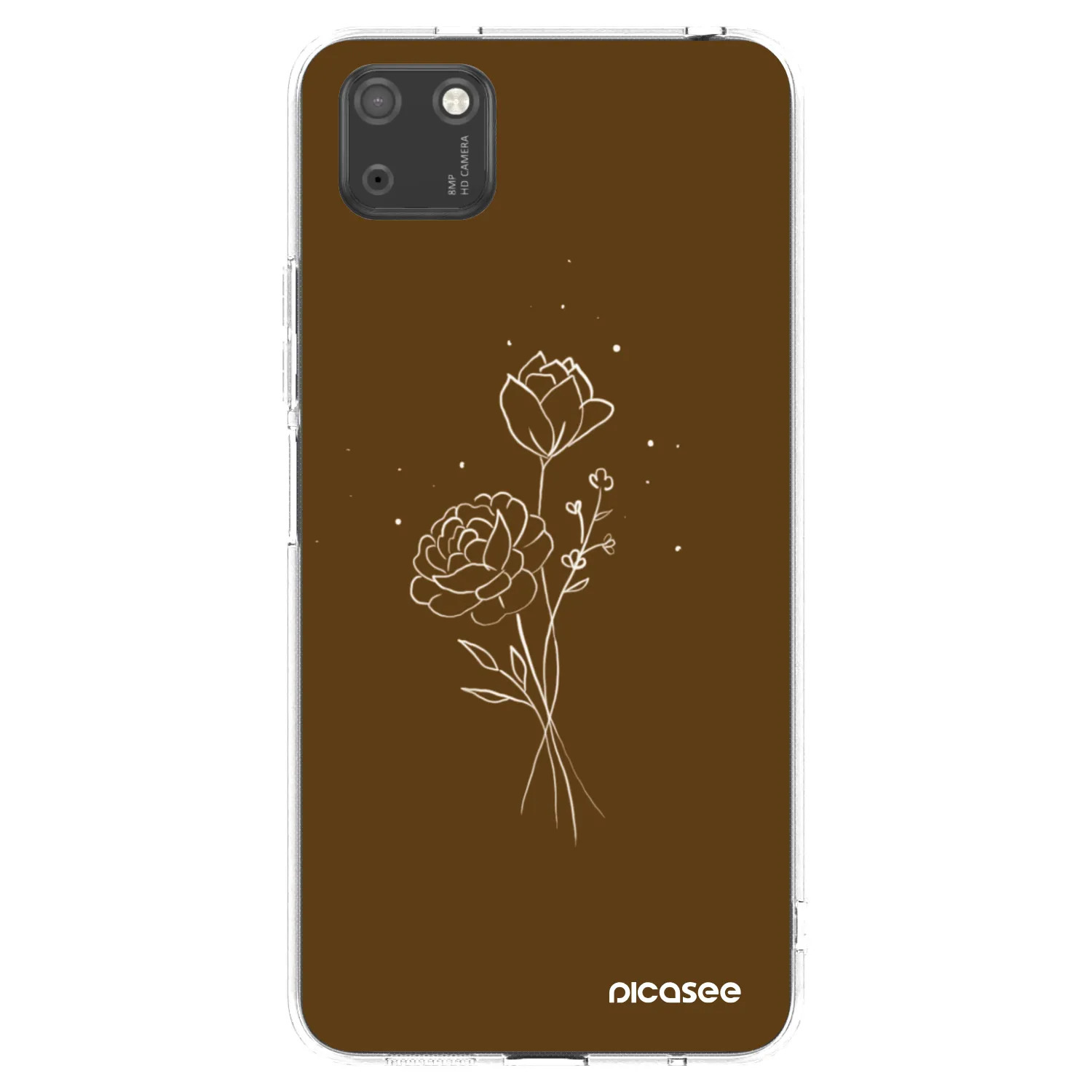Picasee husă transparentă din silicon pentru Huawei Y5P - Brown flowers