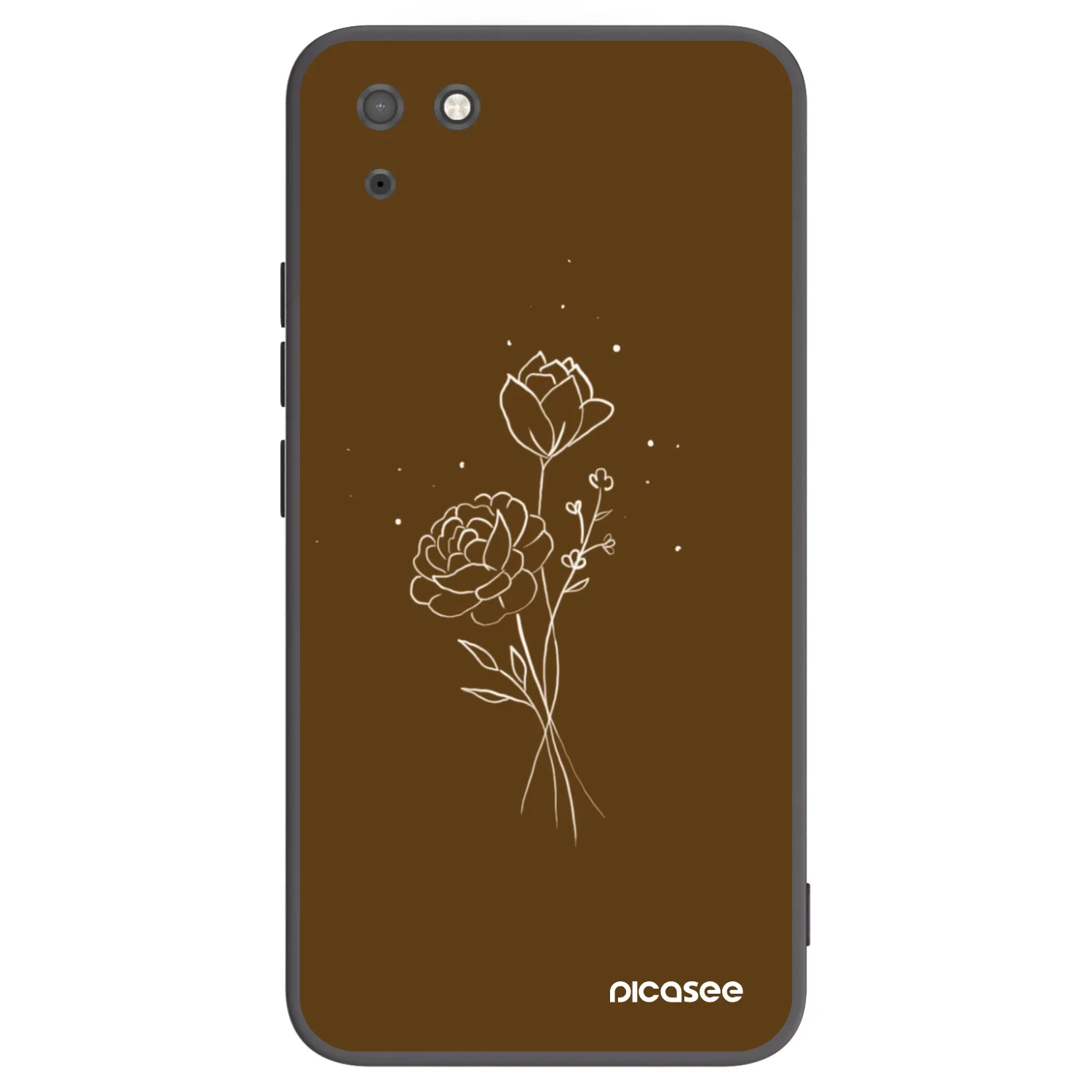 Picasee husă neagră din silicon pentru Huawei Y5P - Brown flowers