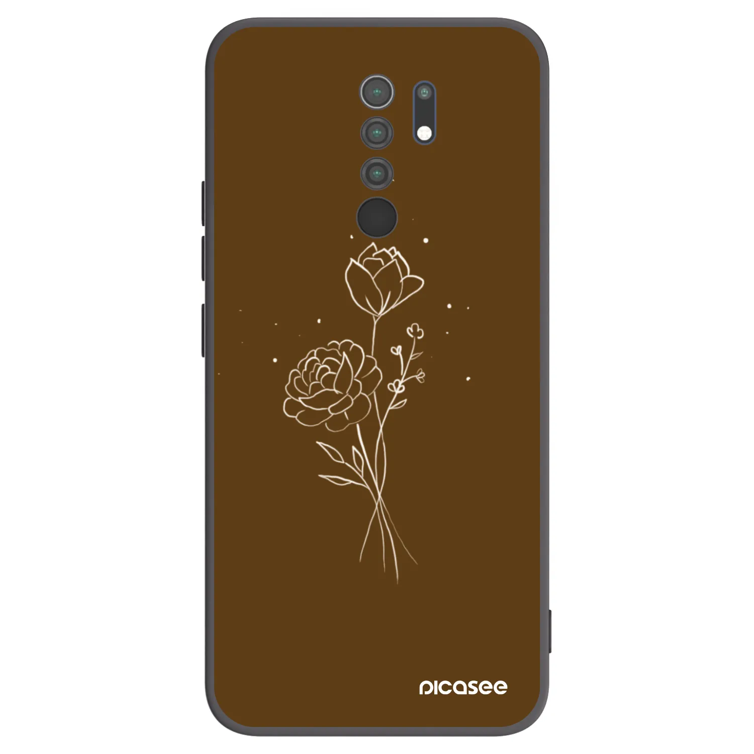 Picasee husă neagră din silicon pentru Xiaomi Redmi 9 - Brown flowers