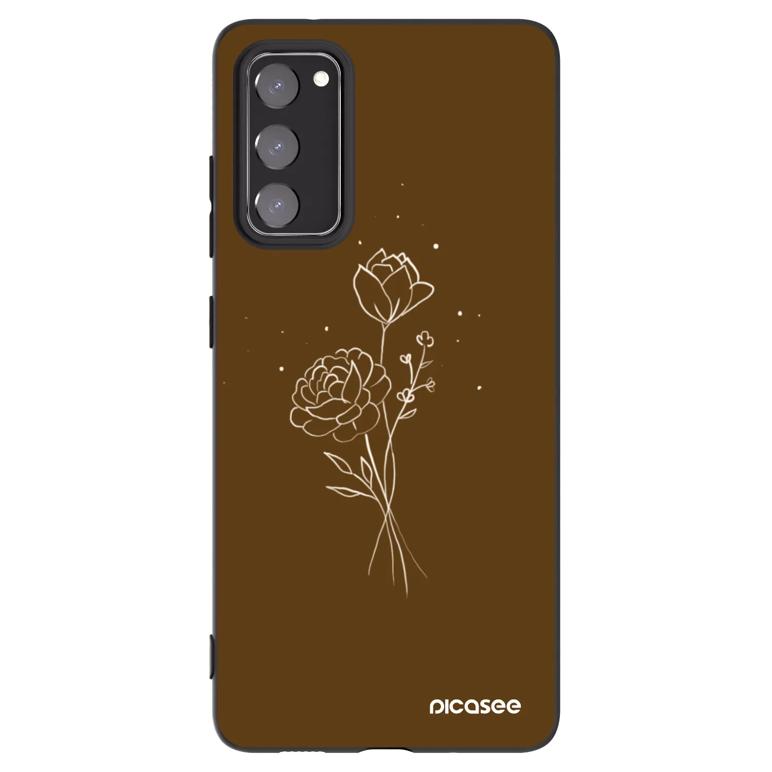 Picasee husă neagră din silicon pentru Samsung Galaxy S20 FE - Brown flowers