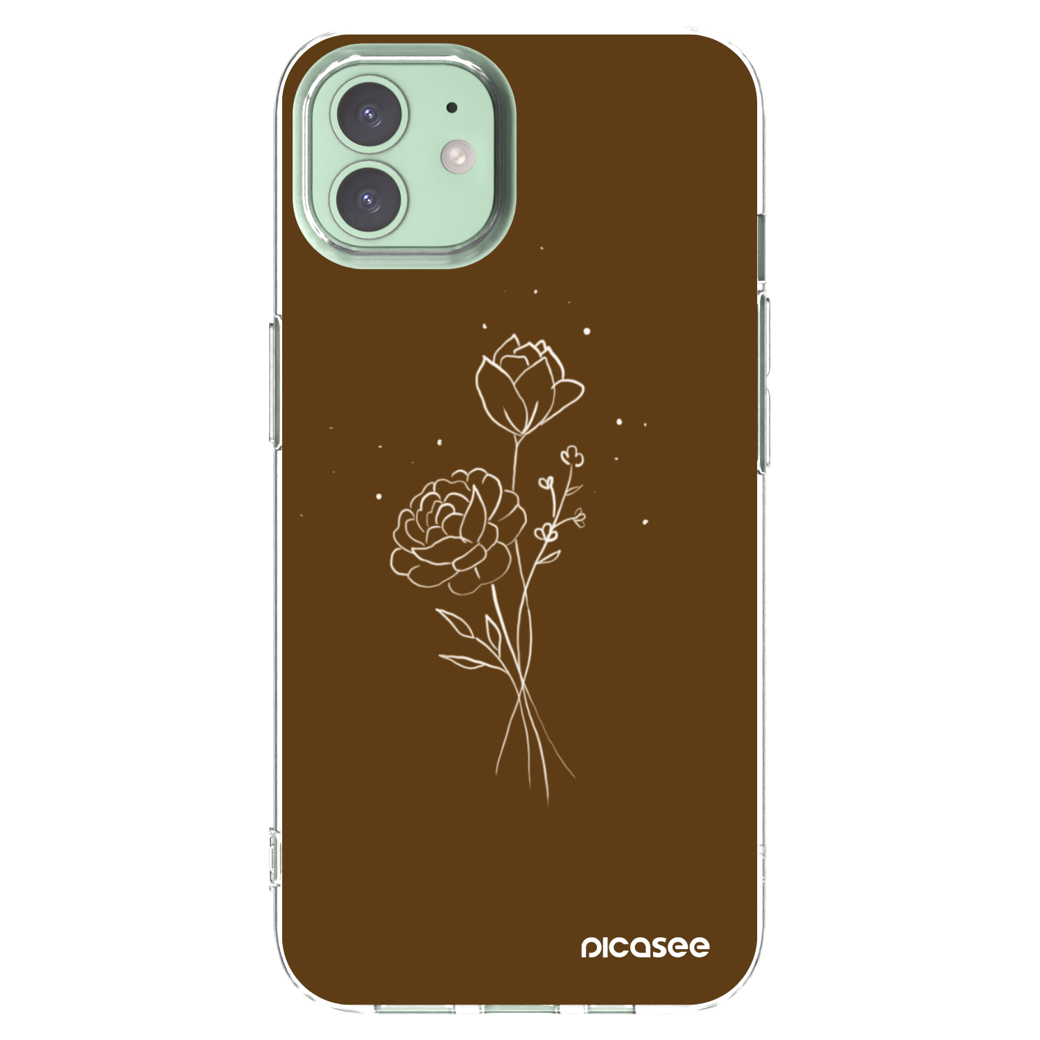Picasee husă transparentă din silicon pentru Apple iPhone 12 Pro - Brown flowers