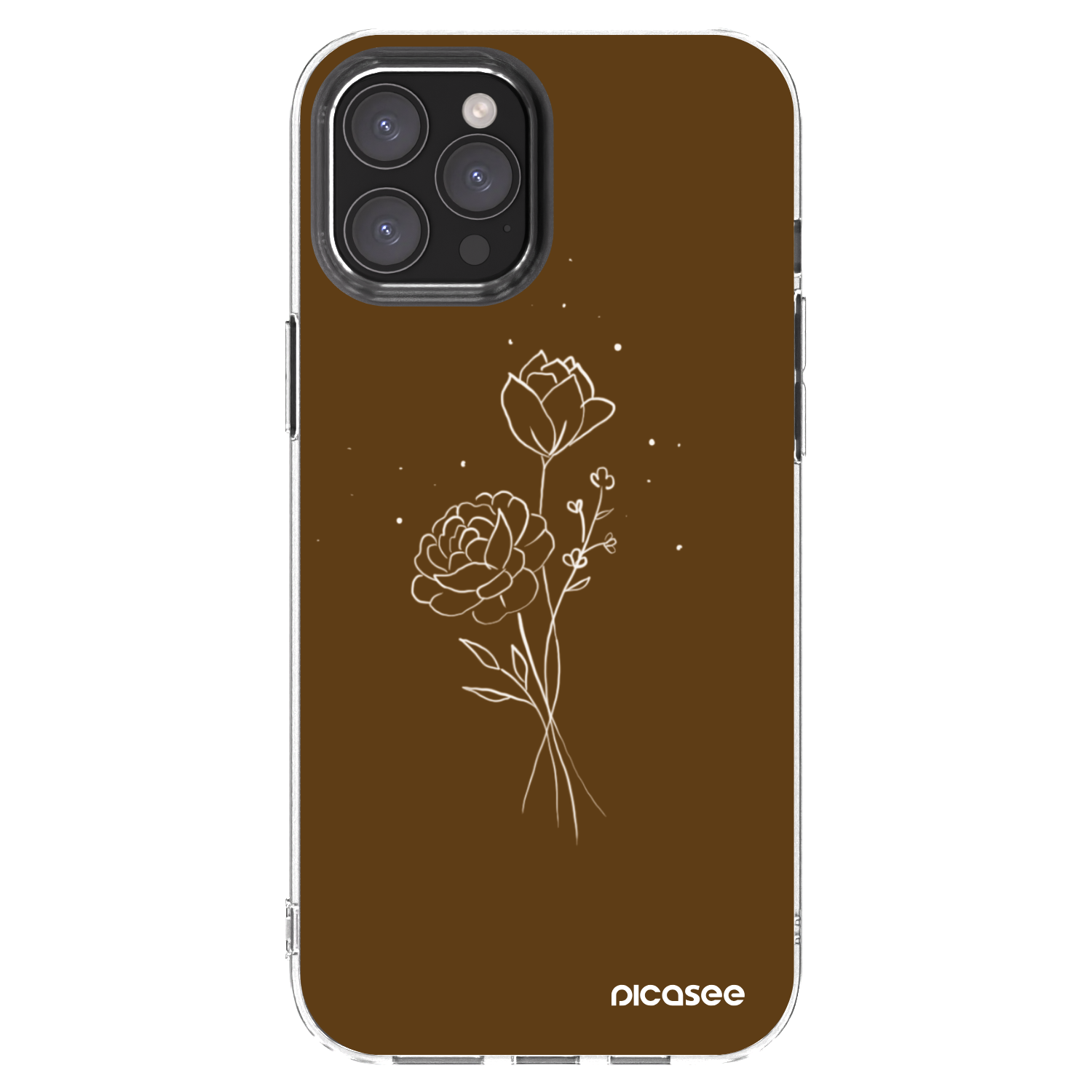 Picasee husă transparentă din silicon pentru Apple iPhone 12 Pro Max - Brown flowers