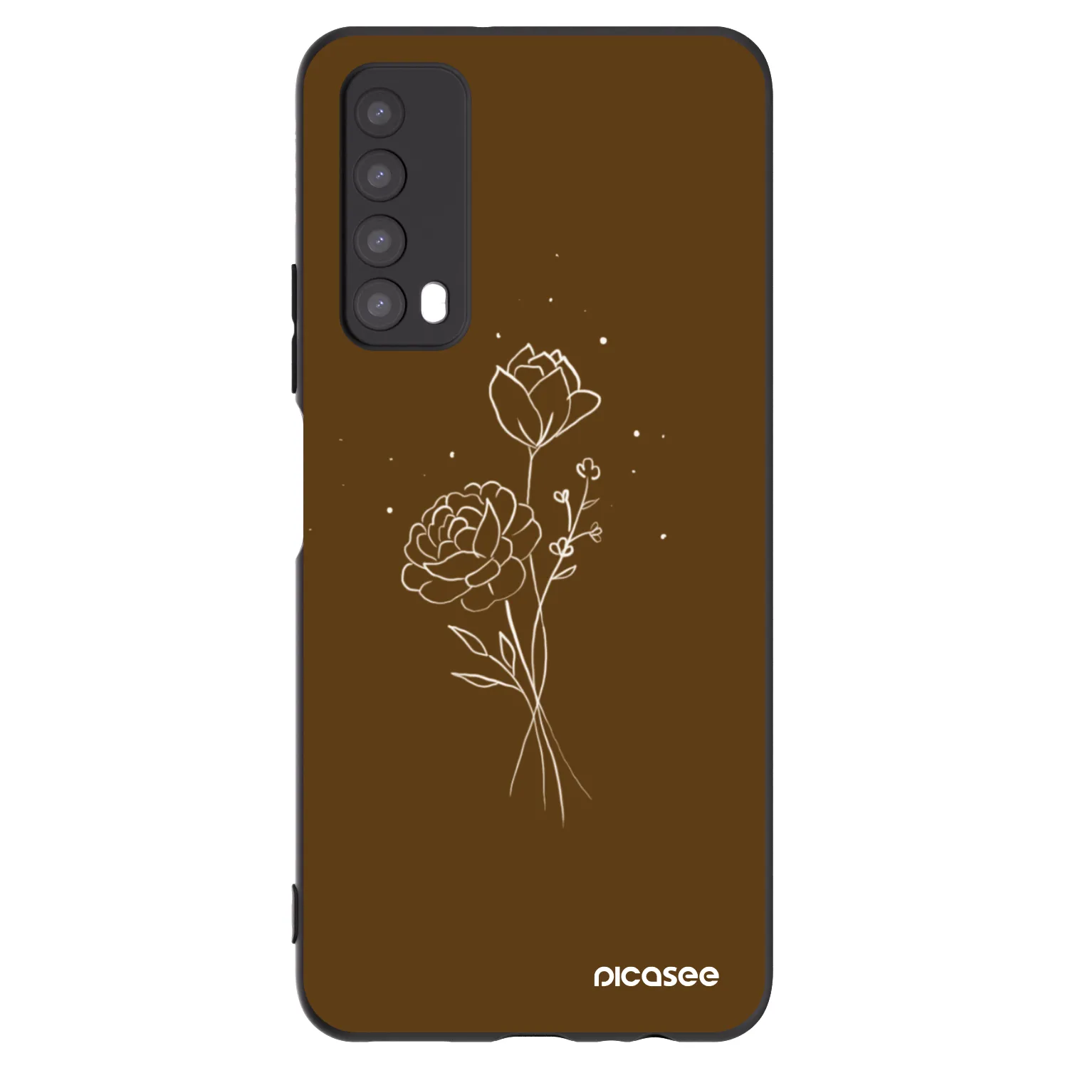 Picasee husă neagră din silicon pentru Huawei P Smart 2021 - Brown flowers