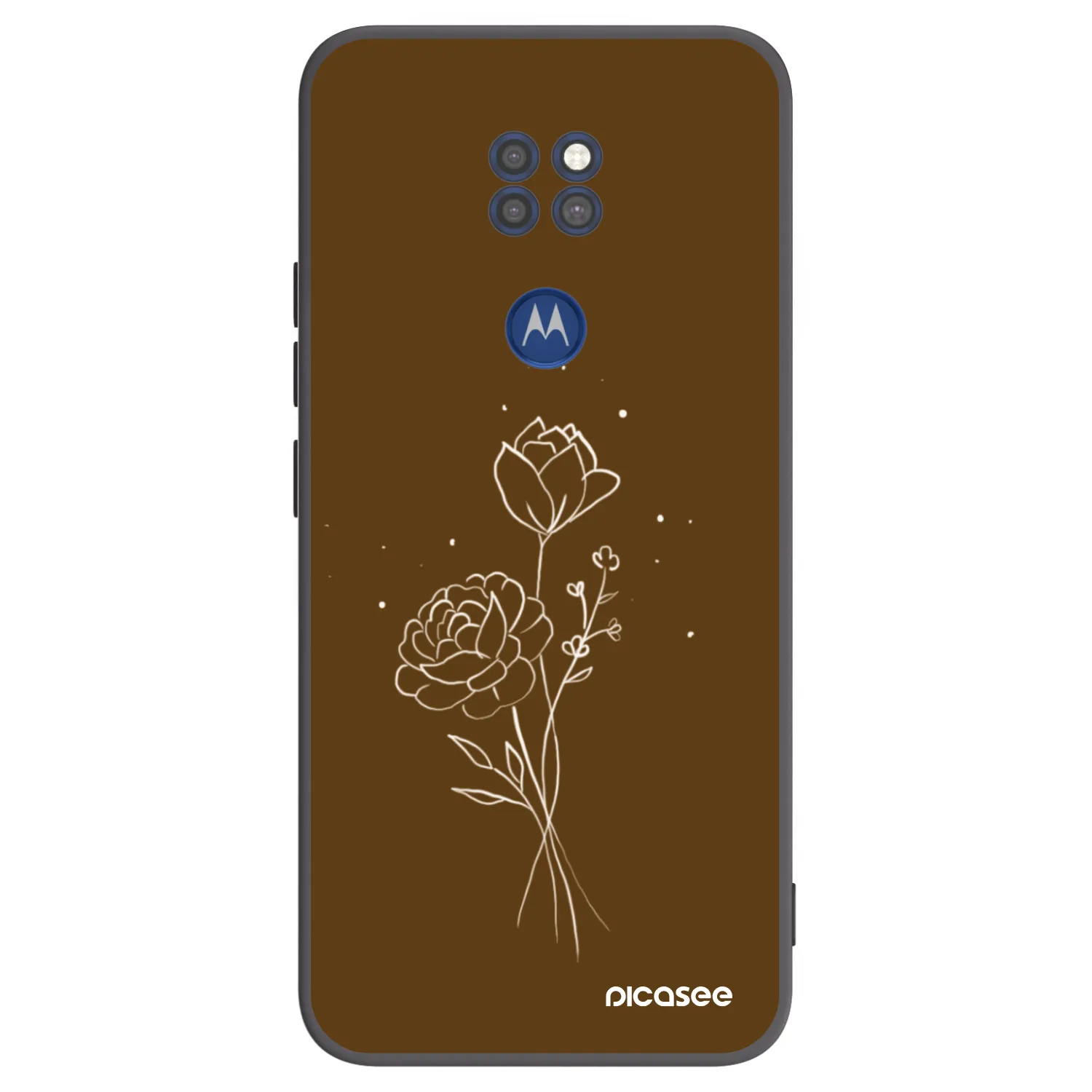 Picasee husă neagră din silicon pentru Motorola Moto G9 Play - Brown flowers