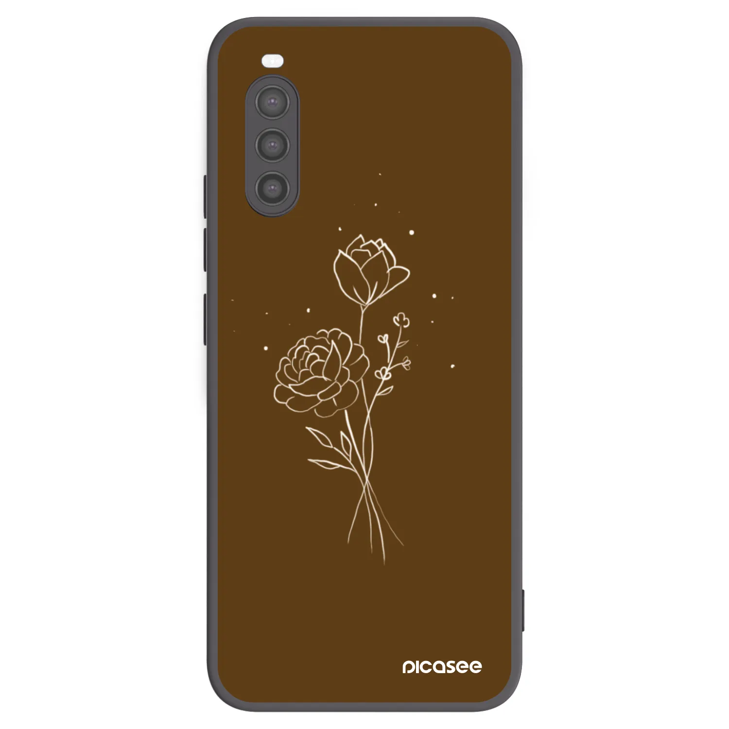 Picasee husă neagră din silicon pentru Sony Xperia 10 II - Brown flowers