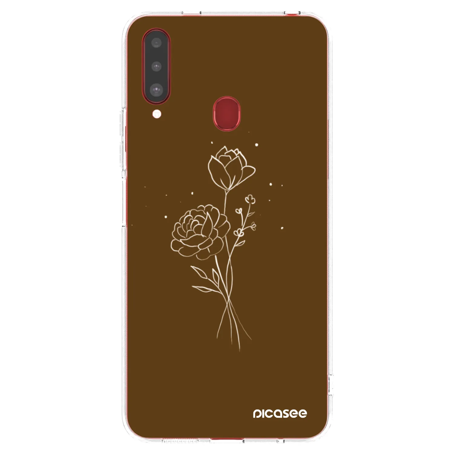 Picasee husă transparentă din silicon pentru Samsung Galaxy A20s - Brown flowers