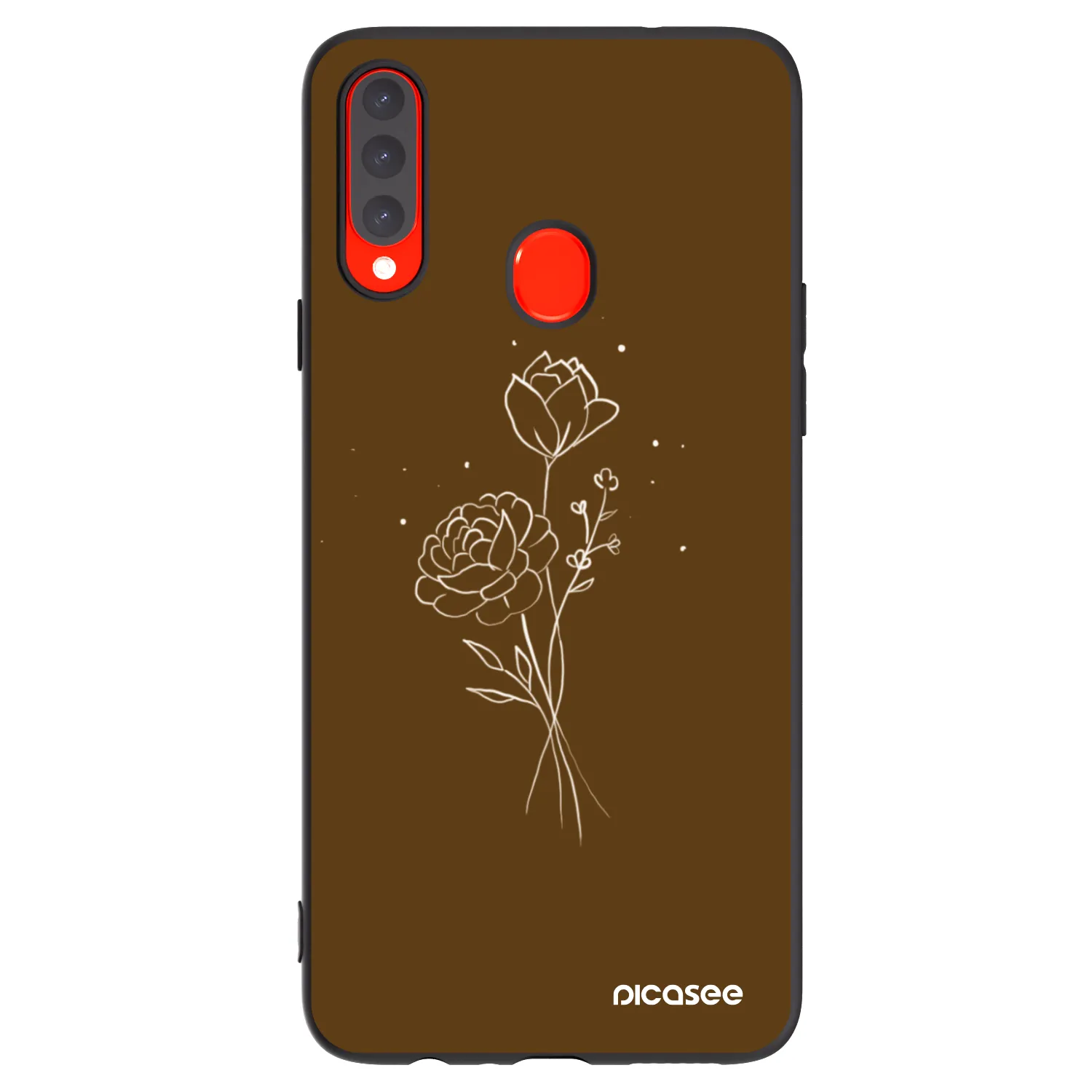 Picasee husă neagră din silicon pentru Samsung Galaxy A20s - Brown flowers