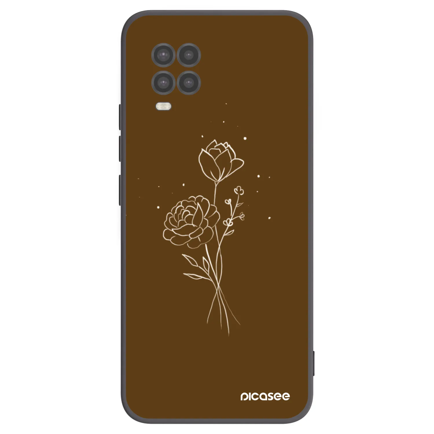 Picasee husă neagră din silicon pentru Xiaomi Mi 10 Lite - Brown flowers