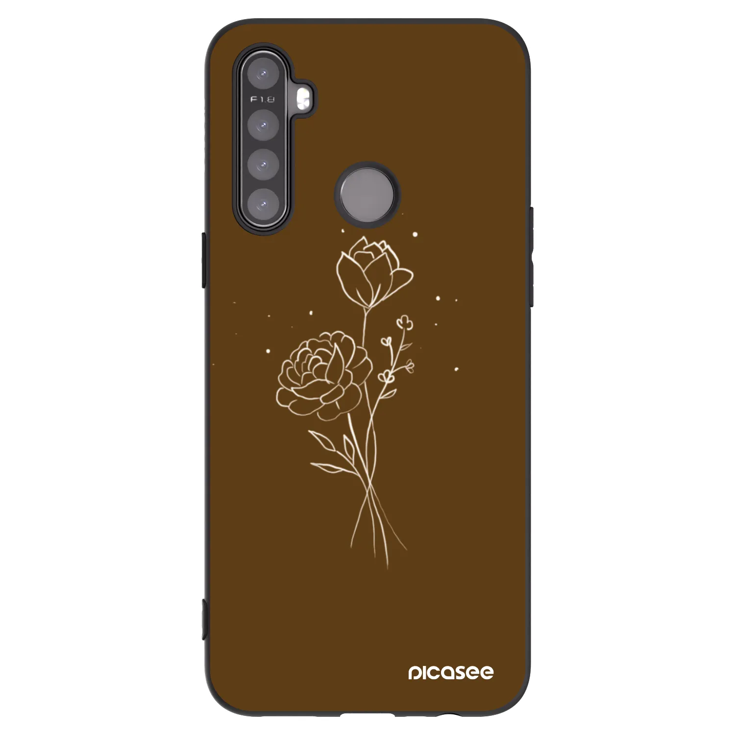 Picasee husă neagră din silicon pentru Realme 6i - Brown flowers