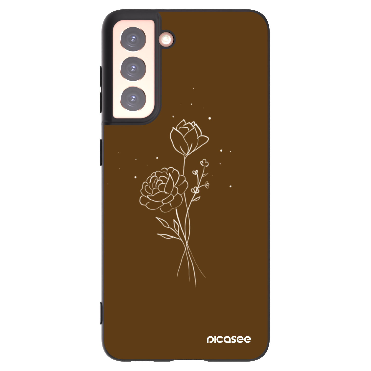 Picasee husă neagră din silicon pentru Samsung Galaxy S21 5G G991B - Brown flowers