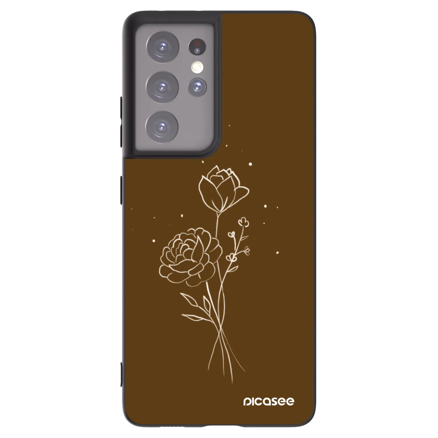 Picasee husă neagră din silicon pentru Samsung Galaxy S21 Ultra 5G G998B - Brown flowers