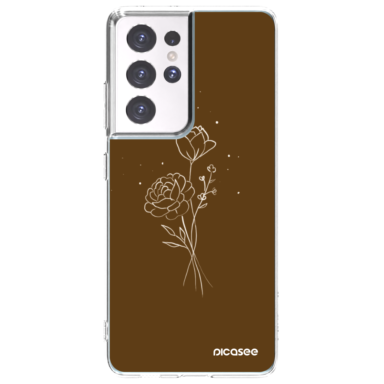 Picasee husă transparentă din silicon pentru Samsung Galaxy S21 Ultra 5G G998B - Brown flowers