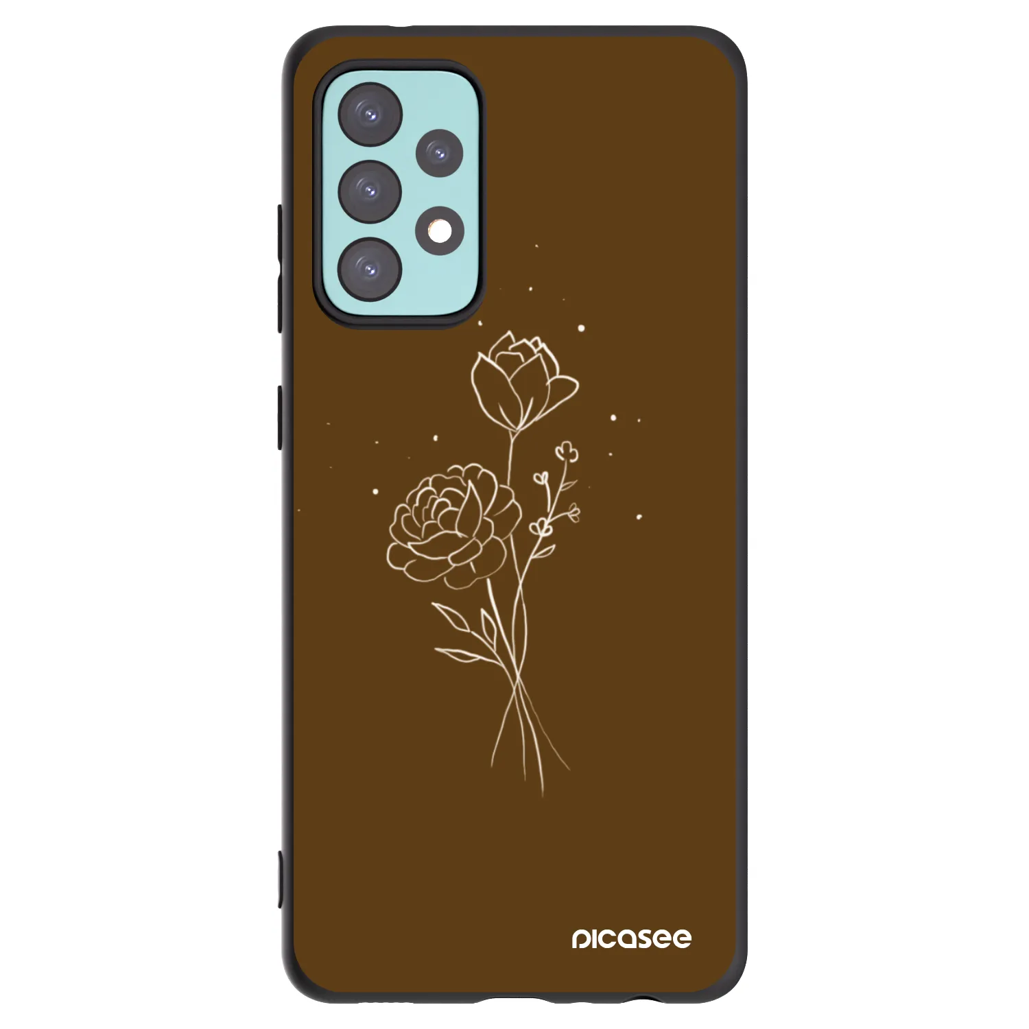 Picasee husă neagră din silicon pentru Samsung Galaxy A72 A725F - Brown flowers