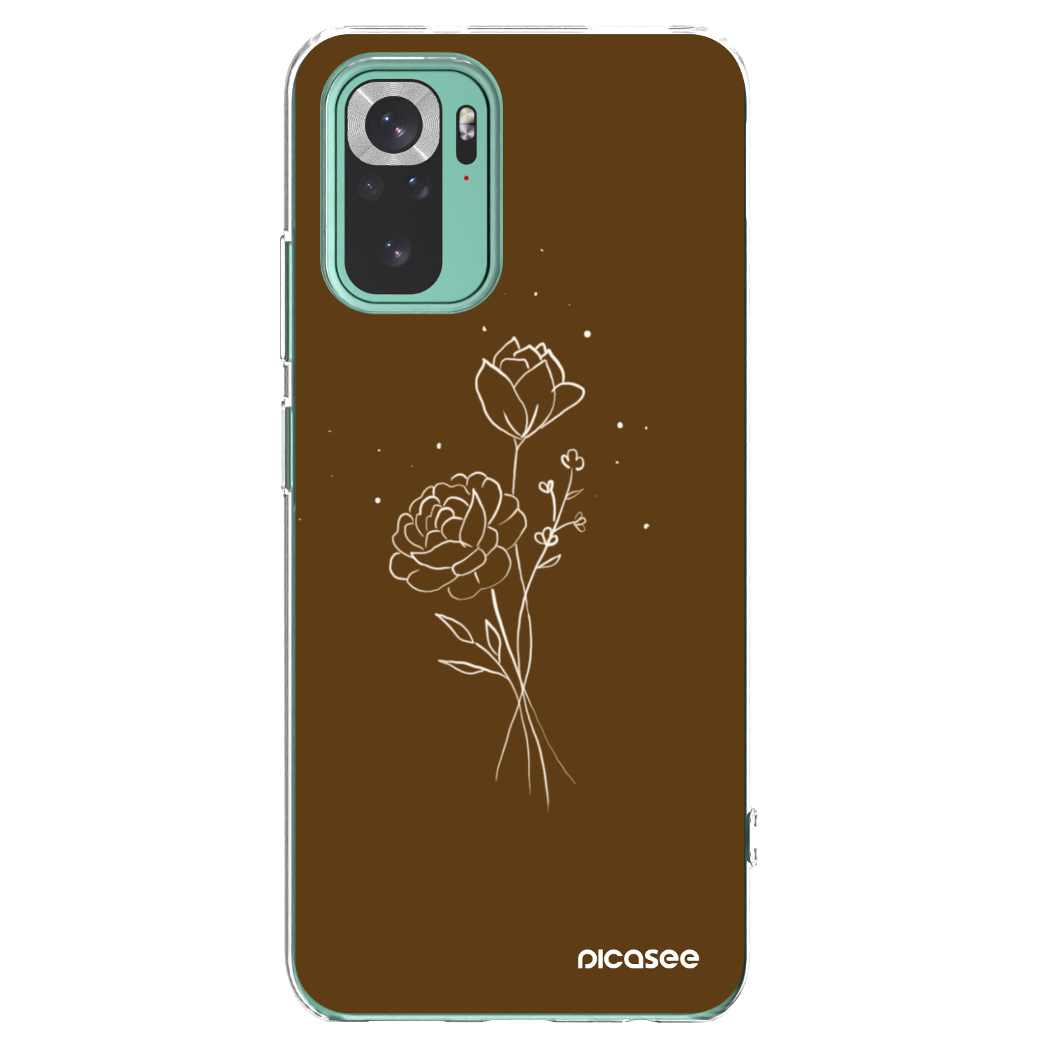 Picasee husă transparentă din silicon pentru Xiaomi Redmi Note 10 Pro - Brown flowers